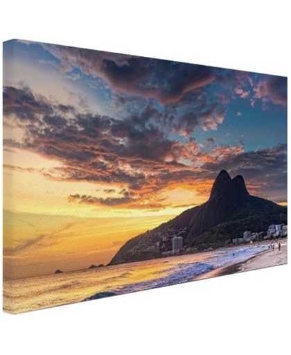 Avondlucht  Rio de Janeiro Canvas 30x20 cm - Foto print op Canvas schilderij (Wanddecoratie)