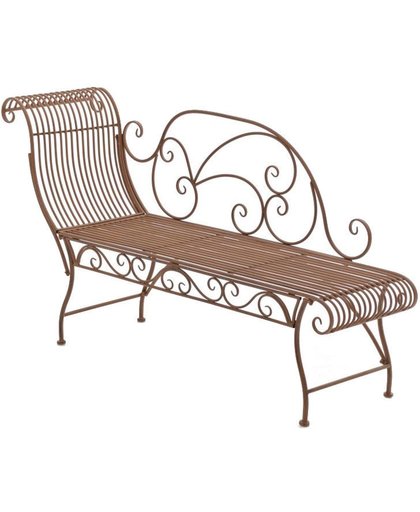Clp Tuinbank PARTOGUS, chaise longue met romantische ornamenten, stevige bank, ligbed, ca. 160 x 50 cm, - antiek-bruin