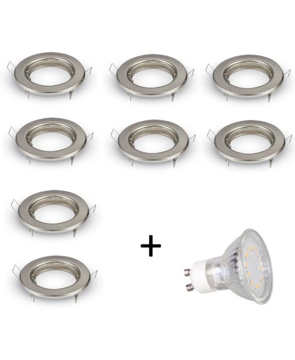 LED inbouwspot - GU10  | Zilver Mat (set van 8 stuks)