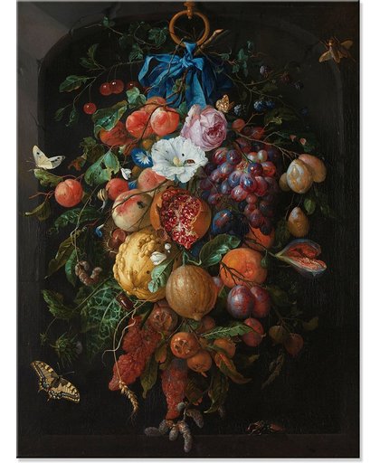 Canvas Schilderij Festoen van vruchten en bloemen van Jan Davidsz. de Heem Rijksmuseum 100x75 cm