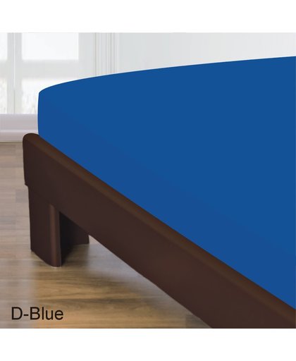 Homéé - Hoeslaken Gladde Katoen - m. blauw - 90x200 + 30cm