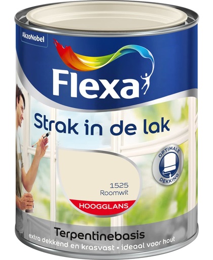 Flexa Strak In De Lak Hoogglans - Roomwit - 1,25 liter