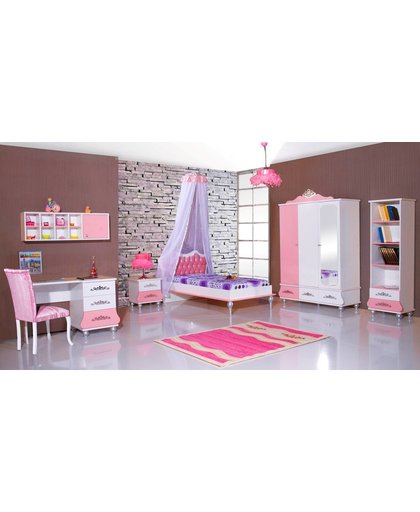 Prinses roze complete prinsessenkamer | meisjesbed - nachtkastje - bureau - boekenkast