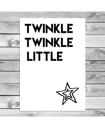 Kerst Poster Twinkle Twinkle Little Star Designclaud - zwart wit - A3 poster