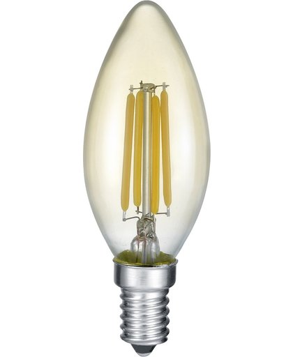 TRIO, Lichtbronnen, Kerze incl. 1 x LED,E14,4,0 Watt,2700K,280 Lm. Armatuur: Glas, Aluminium kleurig Ø:3,5cm, H:9,9cm