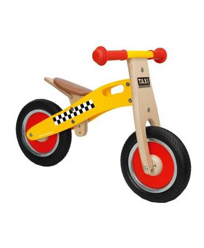 Scratch move-it houten loopfiets taxi junior geel/blank