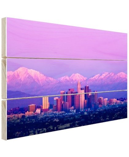 Los Angeles in het paarse avondlicht Hout 30x20 cm - Foto print op Hout (Wanddecoratie)