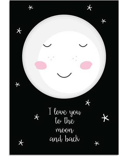 Kinderkamer poster I love you to the moon and back DesignClaud - Zwart wit - B1 poster