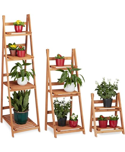 relaxdays - plantenrek trapvormig hout - plantentrap - plantenstandaard - binnen M