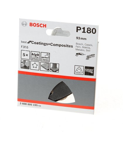 Bosch Schuurblad delta 93mm coating and composite K180 blister van 5 bladen