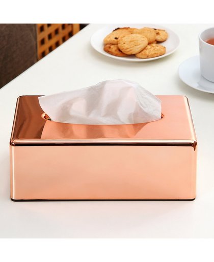 Rosé Gouden Kleurige  Tissuedoos - Tissue Houder Doos Box - RVS Look Tissuebox Overzetdoos