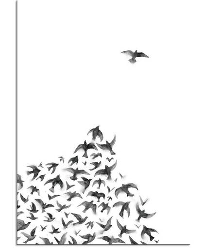 Zwart wit poster Zwerm vogels DesignClaud - Hoek - A1 poster