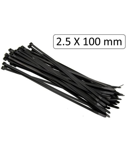 Kabelbinders - Tie ribs - Tie wraps - Ty Raps - 100 x 2,5 mm - zwart - 100 Stuks