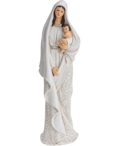 Maria beeld - Heilig beeld - Maria met kindje Jezus - Hoog 49 cm - Wit