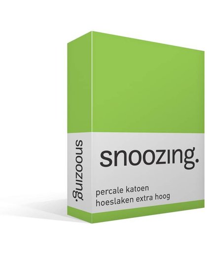 Snoozing - Hoeslaken - Extra hoog - Percale katoen - Eenpersoons - 90x210 cm - Percale katoen - Lime