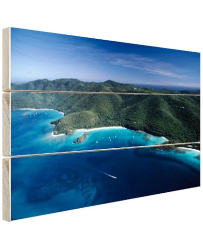 Caribisch eilandkust  Hout 60x40 cm - Foto print op Hout (Wanddecoratie)