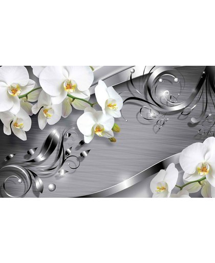 Fotobehang Pattern Flowers Orchids | XXL - 206cm x 275cm | 130g/m2 Vlies