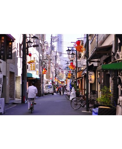 Tokio Behang | De straat van Tokyo in de ochtend | 377 x 250 cm | Extra Sterk Vinyl Behang