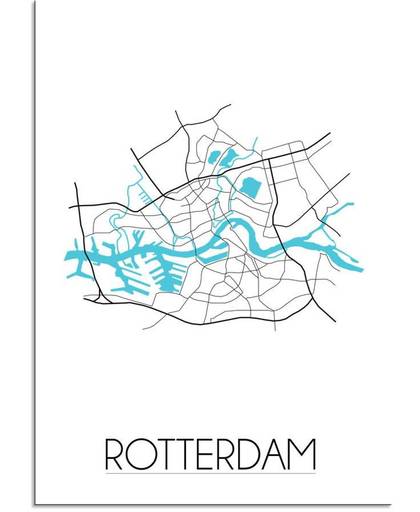 Plattegrond Rotterdam Stadskaart poster DesignClaud - Wit - A4 Poster