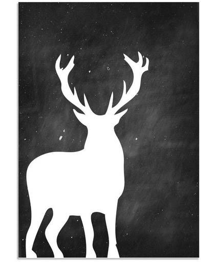 Kerst Poster Hert Designclaud - Zwart wit - B2 poster