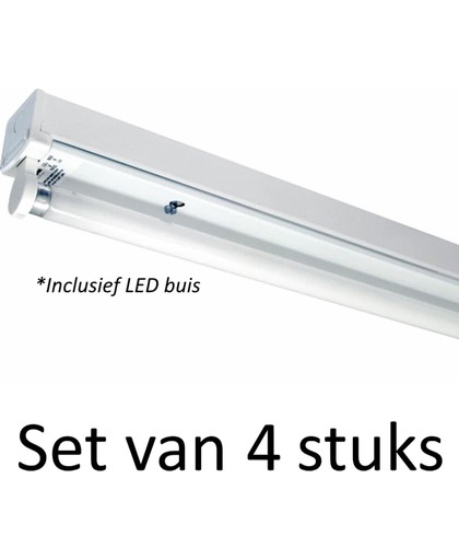LED Buis armatuur 60cm - Enkel | Inclusief LED buis Natuurlijk wit (Set van 4 stuks)