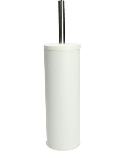 Moderne Cylinder RVS Toiletborstelhouder met Toiletborstel – 45x10cm – Wit – Staand