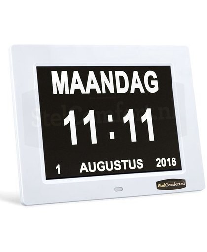 Kalender Digitale kalender met datum en tijd - Klok - Rechthoekig - Kunststof - 22x18 cm - Wit