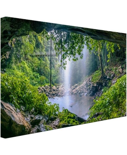 Foto van regenwoud met waterval Canvas 30x20 cm - Foto print op Canvas schilderij (Wanddecoratie)