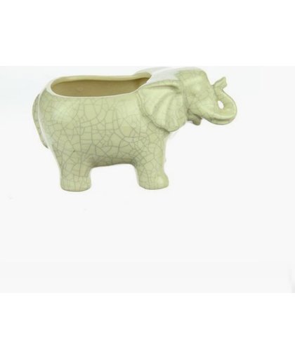Olifant plantenpot plantenbak bloempot ecru craquele thema dieren cadeaus cadeau olifanten liefhebber