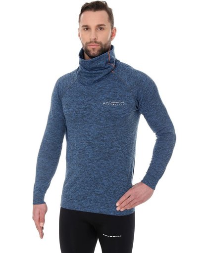 Brubeck | Heren Outdoor Trui / Sweater - outdoortrui - Blauw Melange - Maat XL
