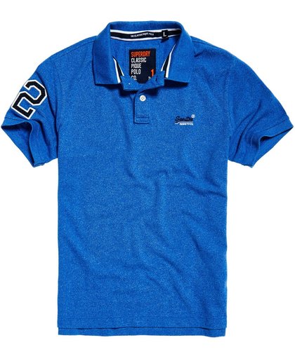 Superdry Classic Pique  Sportpolo casual - Maat L  - Mannen - blauw