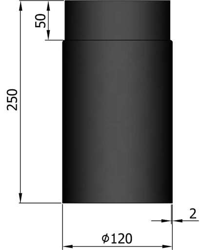 TT Kachelpijp ø120 lg 250mm - zwart - ø120 - 250mm - zwart - staal - 2mm dik -
