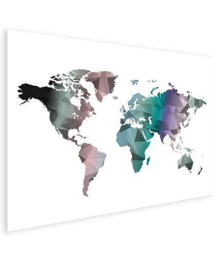 Wereldkaart geometrisch kleur Poster 60x40 cm
