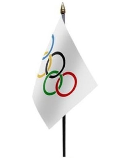 Olympische Spelen mini vlaggetje op stok 10 x 15 cm