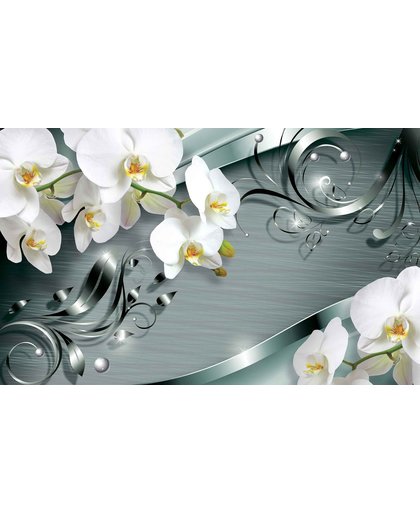 Fotobehang Pattern Flowers Orchids | PANORAMIC - 250cm x 104cm | 130g/m2 Vlies