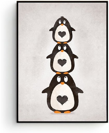 Postercity - Design Canvas Poster Pinguïn Toren / Kinderkamer / Muurdecoratie / 50 x 40cm