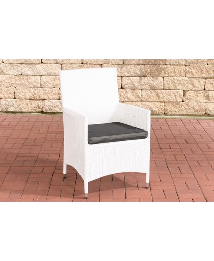 Clp Poly-rotan Wicker tuinstoel / fauteuil JULIA, aluminium frame, met kussen - kleur van rotan: wit overtrek antraciet