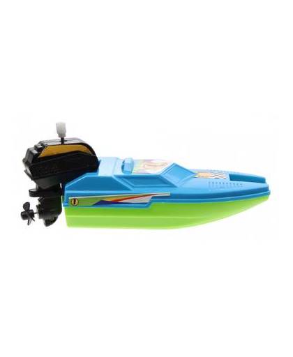 Waterzone opwindbare raceboot 15 cm blauw