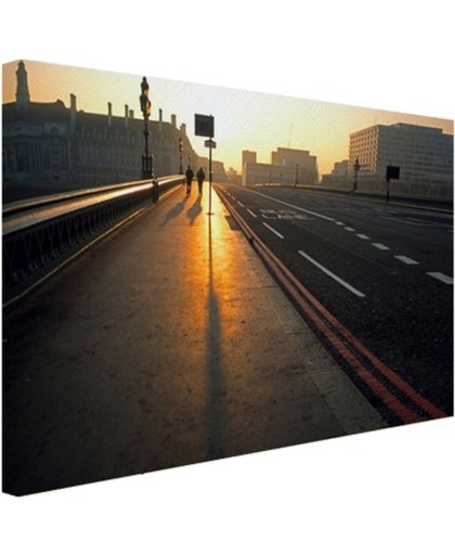 De Westminster brug bij zonsopgang Canvas 60x40 cm - Foto print op Canvas schilderij (Wanddecoratie)