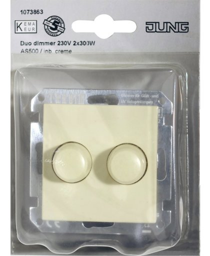 JUNG AS500 duo-draaidimmer 2x 300W, inbouw 230V | CREME