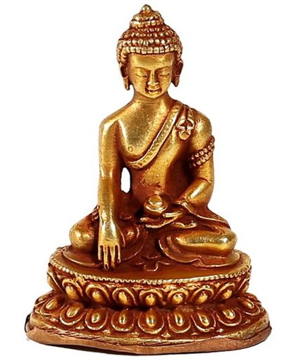 Yogi & Yogini naturals Minibeeldje Sakyamuni Boeddha goud vuur verguld