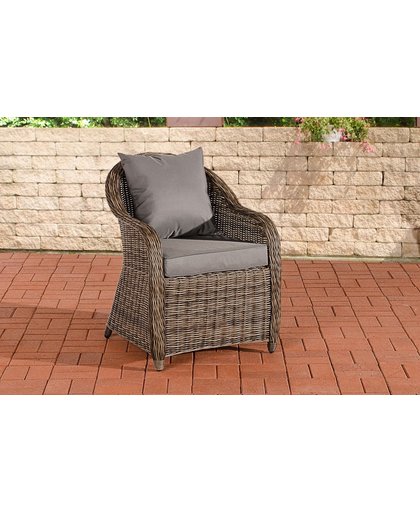Clp Poly-rotan Wicker tuinstoel / fauteuil FARSUND, aluminium frame, kussens - kleur rotan : grijs gemêleerd hoes ijzerachtig grijs