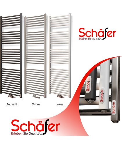 Schafer - Design Handdoek Radiator Wit Middenaansluiting-B400XH1000