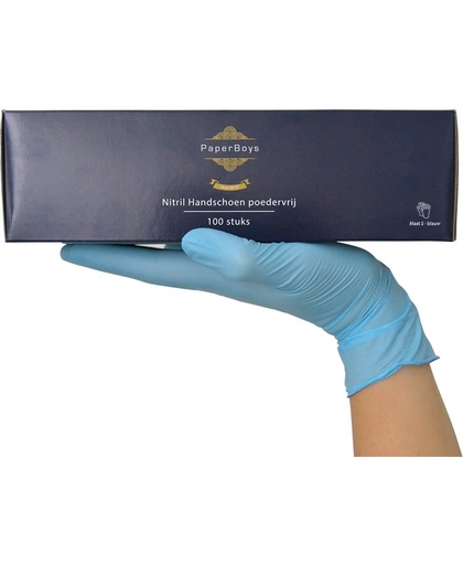 Nitril handschoen  1000 stuks ( 10 x 100 stuks) 4,5 gr. poedervrij maat S blauw