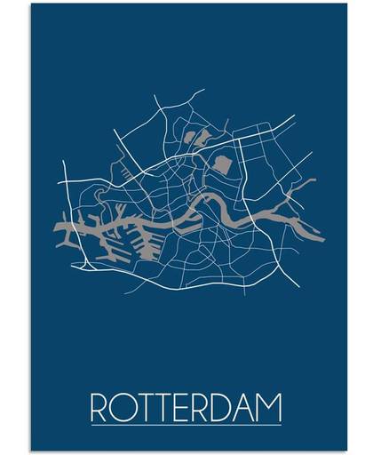 Plattegrond Rotterdam Stadskaart poster DesignClaud - Blauw - B2 poster