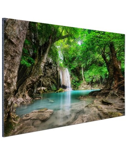 Erawan Waterval in jungle Thailand foto Aluminium 30x20 cm - Foto print op Aluminium (metaal wanddecoratie)
