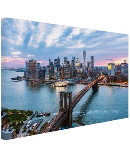 Luchtfoto Brooklyn Bridge NY Canvas 120x80 cm - Foto print op Canvas schilderij (Wanddecoratie)