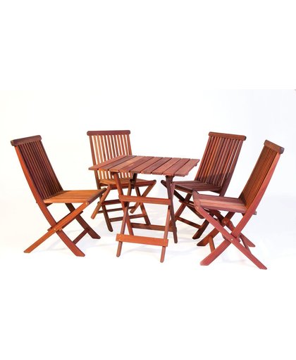 Bistro tuinset -uit exclusief mahoniehout ( vierkante tafel + 4 stoelen)