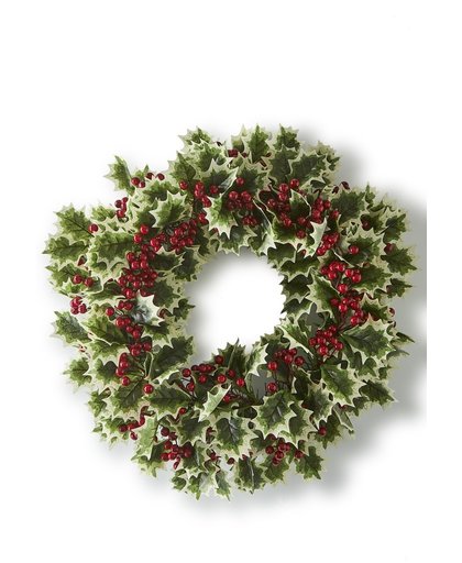 Riviera Maison - Merry Christmas Wreath 58cm - Krans - Groen; Rood - Katoen; Bessen; Ijzerdraad