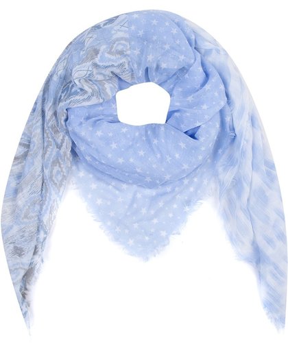 Vierkante Sjaal met Sterren - Viscose en Polyester - 140x140cm - Blauw - Dielay